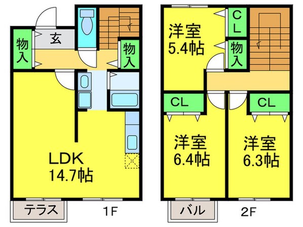 グランソレイユＢの物件間取画像